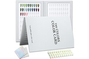 C12rtive 160 Nail Color Display Book,Leather Nail Color Chart with 240 Practice Tips & 1-200Number Labels,Professional Nail Color Swatches Book for Nail Polish UV Gel,Nails Art Design(White)