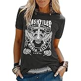 Nashville Music City Shirt Women Vintage Guitar Graphic Tees Country Music Tops Tennessee T Shirt Rock Band Tee Tops