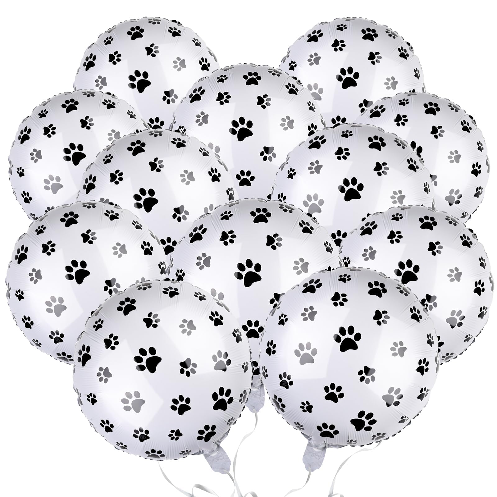 Photo 1 of 12 Pcs 18 inch Dog Paw Print Aluminum Foil Balloons Jungle Animal Patterns Round Aluminium Foil Balloon Wildlife Print Balloons for Zoo Themed Jungle Safari Themed Birthday Decorations(Dog Paw Print)