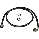 Eastman 5 ft Rubber Washing Machine Hose with Elbow, 3/4 in FHT x 3/4 in FHT, Black, 60333N