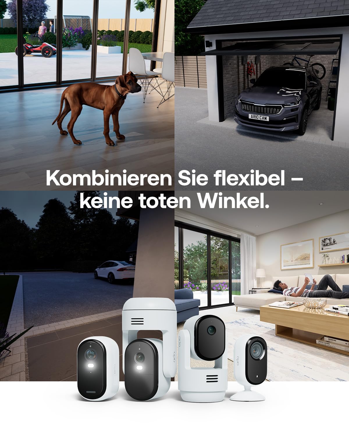 Arlo Essential 3 HD Akku Überwachungskamera Aussen WLAN, Kabellos, 1080p Video, Farbnachtsicht, Licht, Bewegungsmelder, Sirene, 2-Wege Audio, Smart Home + Arlo Secure Plan Testzeitraum, 2er Set 2