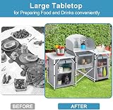 Warmiehomy Folding Camping Kitchen Unit Grey 175x40x110cm 3 Worktops view 6