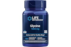 Life Extension Glycine, 1000 mg, Amino Acid That Promotes Healthy Sleep, Gluten-Free, Non-GMO, Vegetarian, 100 Capsules
