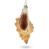 Glittered Seashell Blown Glass Christmas Ornament