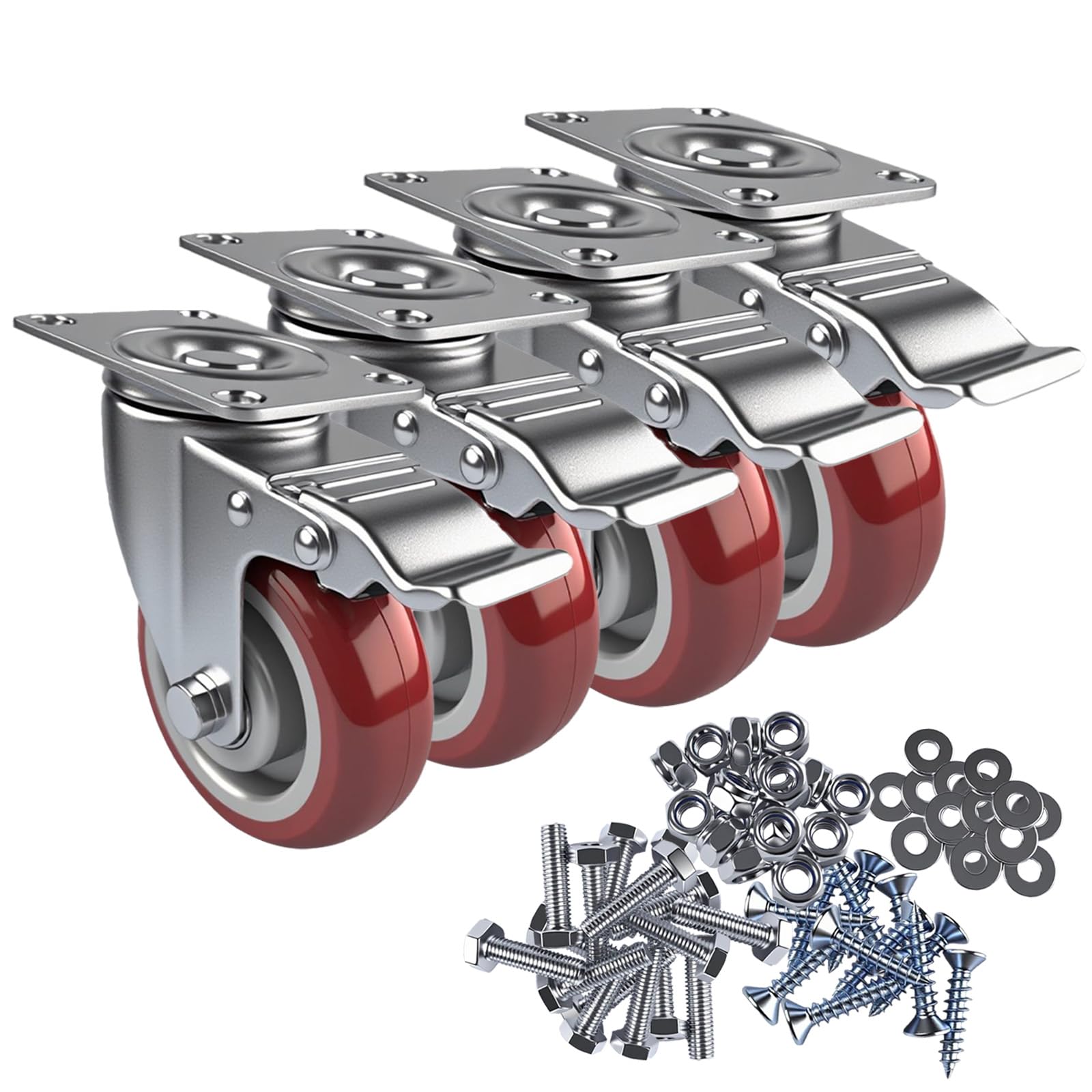Photo 1 of NOEAIKE 4 Inch Casters Set of 4 Heavy Duty with Brakes,Lockable 360-degree Swivel Plate Caster Wheels for Furniture,Table,Cart,and Workbench Included Screws,Load 2200lbs