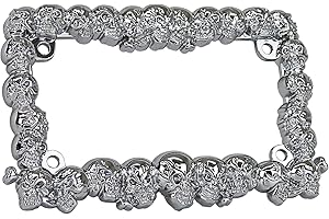TC Sportline LPF270-C 3D Skulls Style Zinc Metal Chrome Finished Motorcycle License Plate Frame