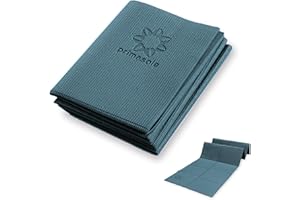 Primasole Folding Yoga Travel Pilates Mat Foldable Easy to Carry to Class Beach Park Tear resistant Travel Picnics 4mm Thick 9 Colors