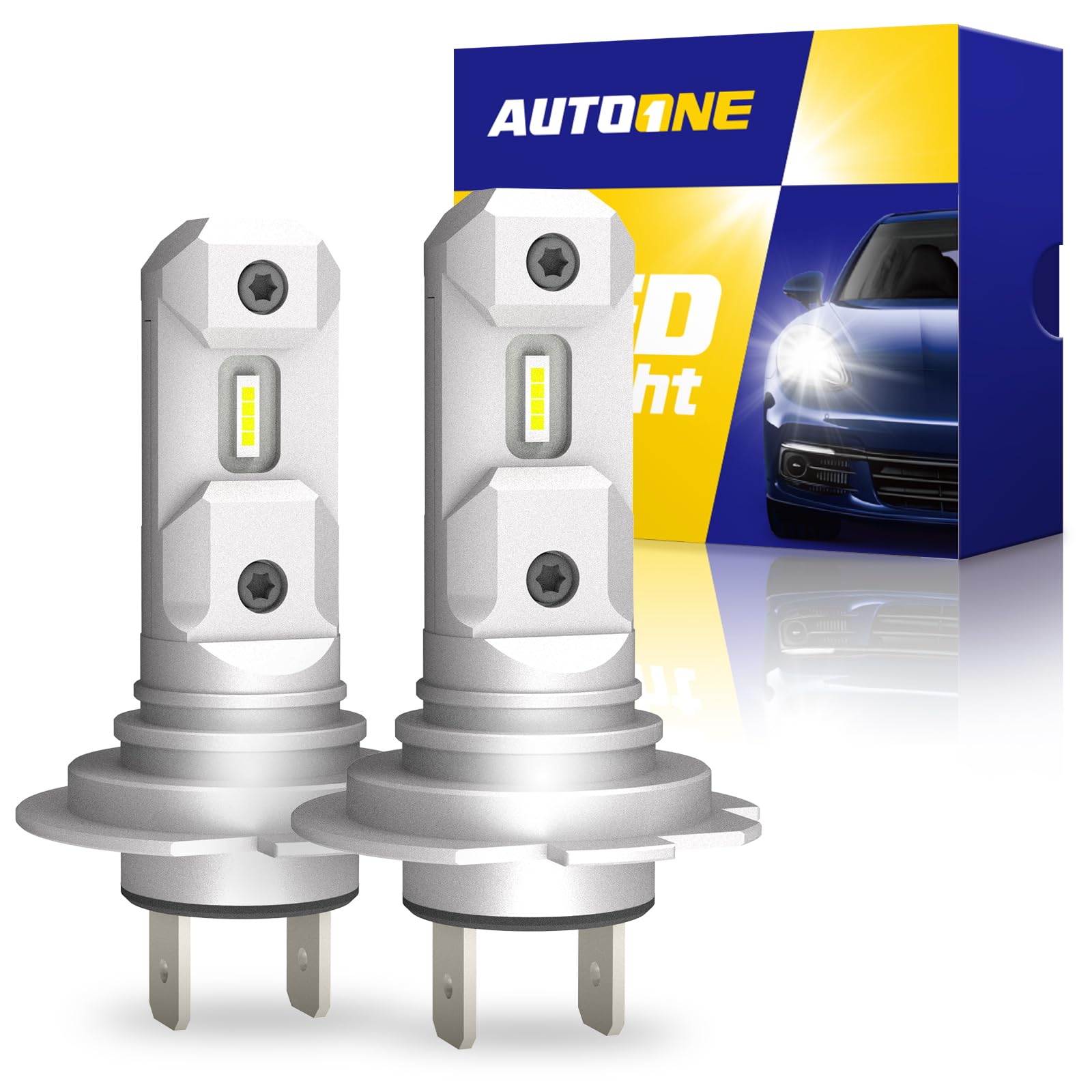 AUTOONE Upgraded H7/H7LL Light Bulb, Super Bright Real 1:1 Halogen Mini Size, 10-Year Extended Lifespan, 6500K White Illumination for Fog Lights or Daytime Running Lights, Plug and Play, Pack of 2 Image AUTOONE Upgraded H7/H7LL Light Bulb, Super Bright Real 1:1 Halogen Mini Size, 10-Year Extended Lifespan, 6500K White Illumination for Fog Lights or Daytime Running Lights, Plug and Play, Pack of 2 Image