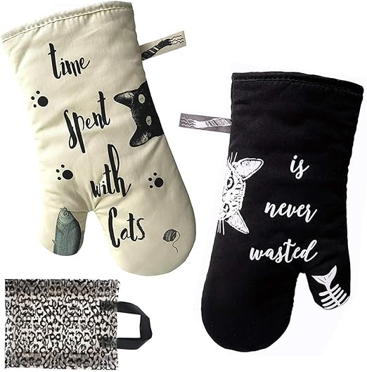Warome Oven Mitts Heat Resistant up to 464 °F Thick Cotton Kitchen