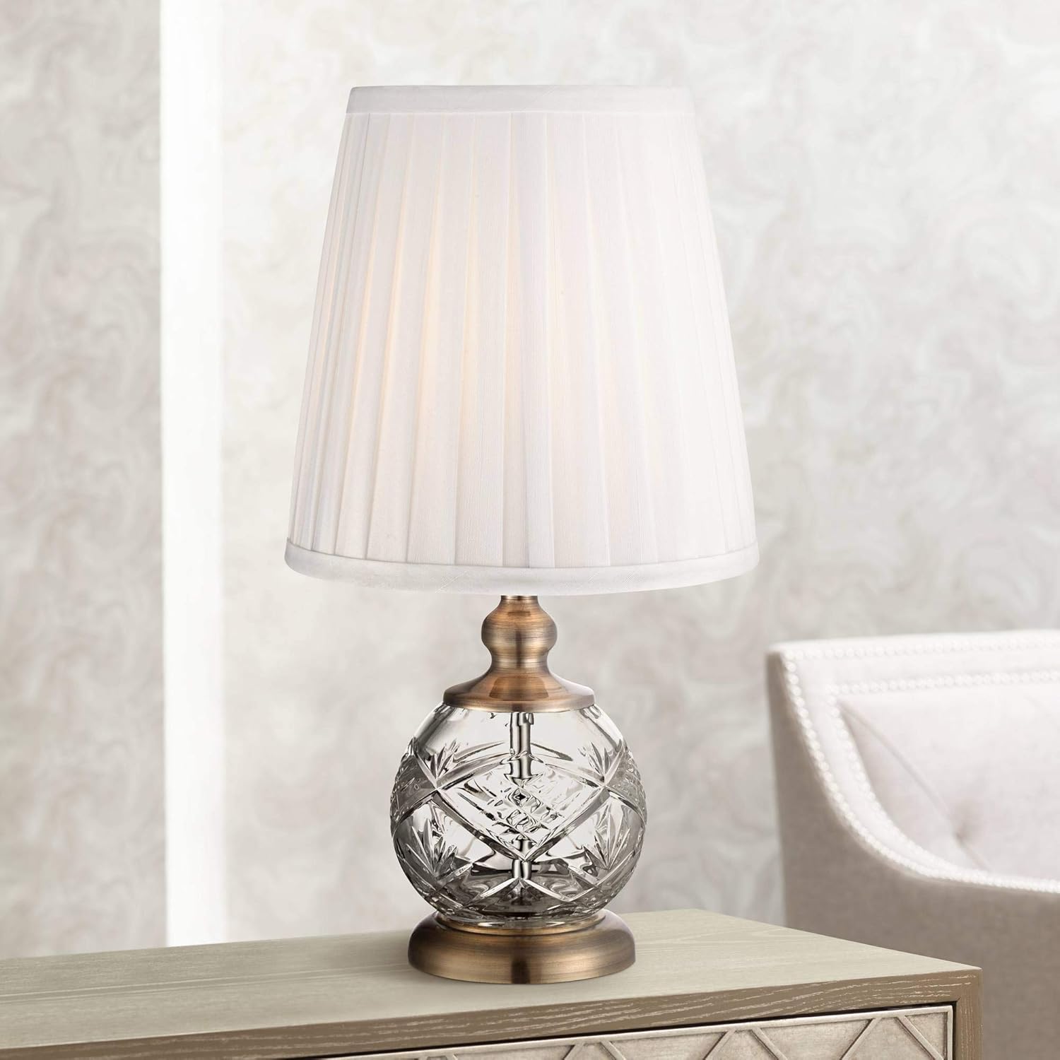 Ida Crystal Sphere and Brass 15" High Mini Accent Table Lamp