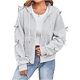 Verdusa Women's Coquette Zip Up Hoodie Fall Clothes Bow Sweatshirt with Pockets