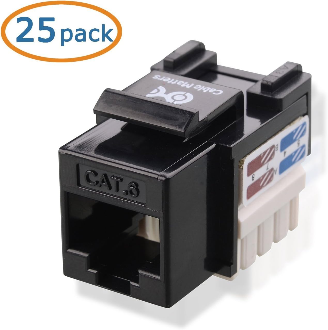 HD Enjoy 25-Pack Cat6 RJ45 Keystone Jack in Black and Keystone Punch-Down Stand