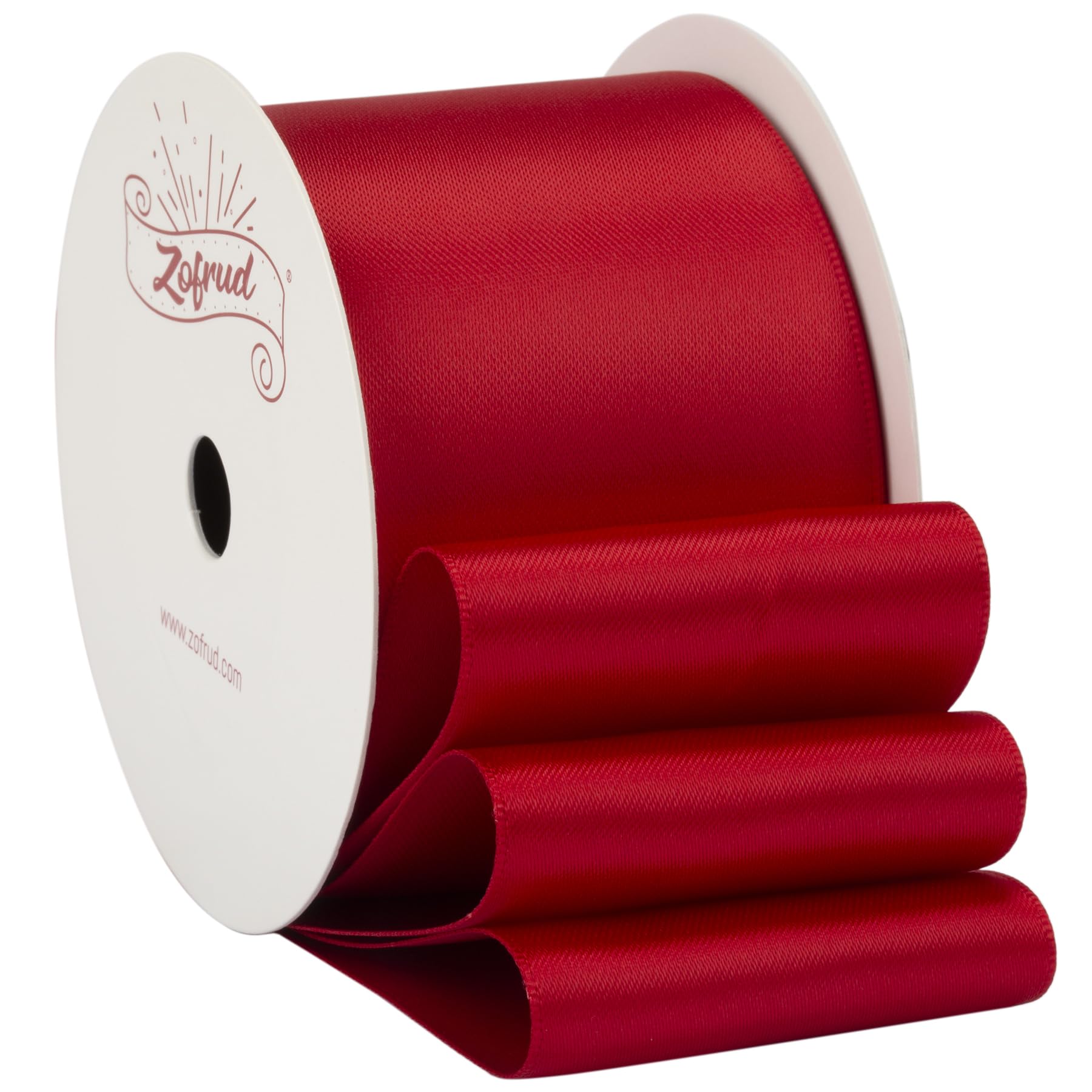 Zofrud Red Satin Ribbon 50mm x 9 Meters - Ideal for Crafts, Gift Wrapping, Flower Bouquet, and Weddings