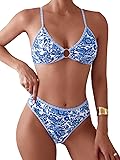 Fanuerg Women's Triangle Bikini Sets O Ring Linked