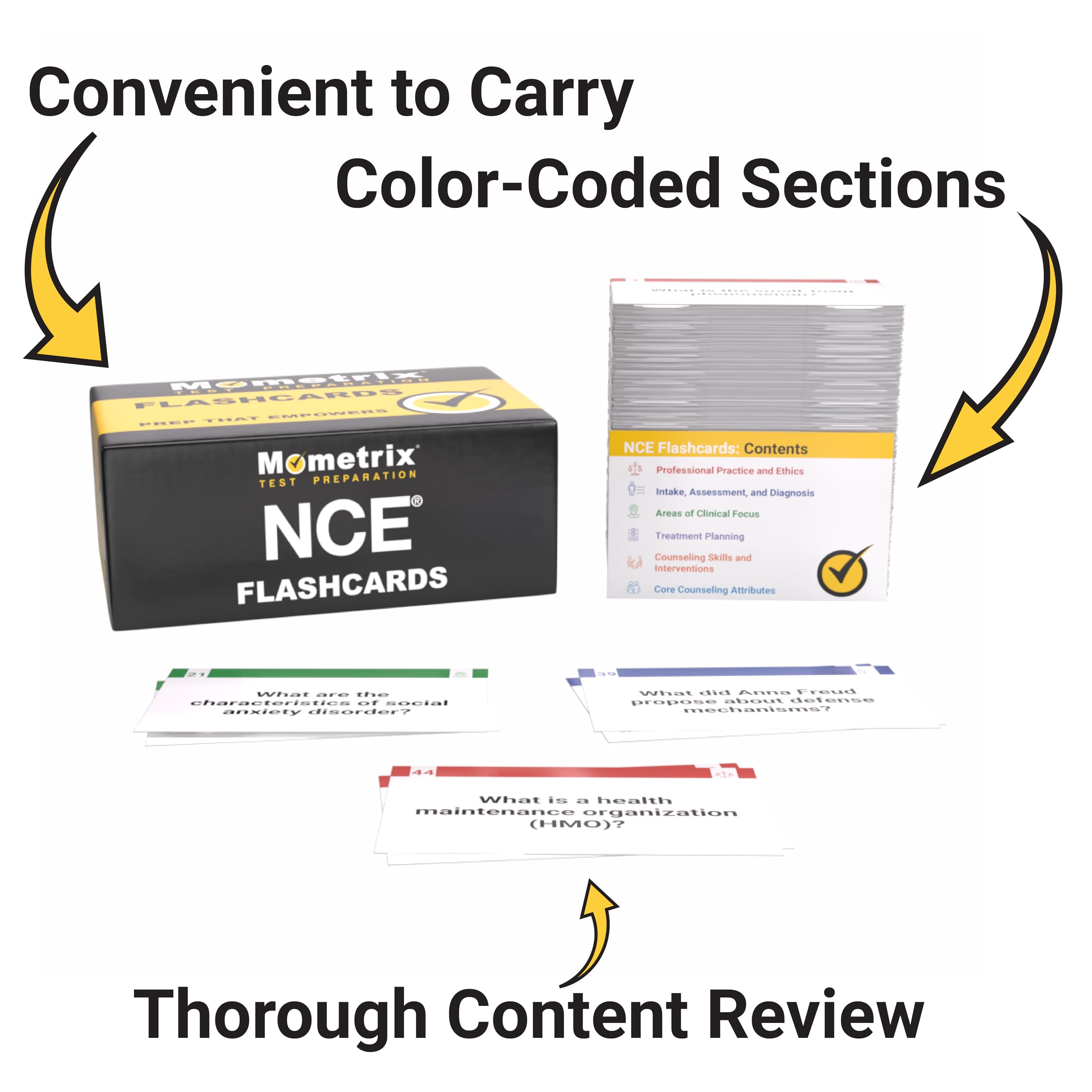 NCE Study Cards: NCE Exam Prep 2025-2026 with Practice Test Questions for the National Counselor Examination [Full Color Cards]