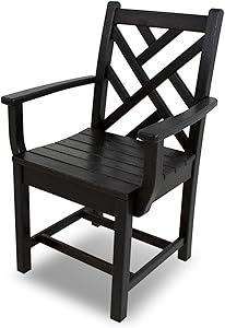 POLYWOOD CDD200BL Chippendale Dining Arm Chair, Black