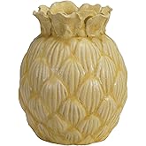 Creative Co-Op Stoneware Pineapple Shaped Vase, Yellow