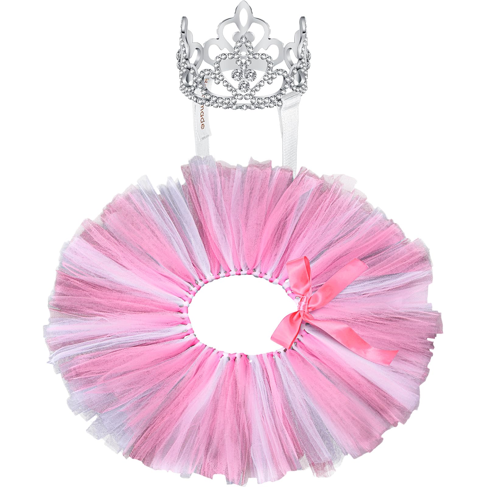 Photo 1 of 2 Pcs Dog Crown Headband Dog Tutu Dress Set Crystal Rhinestone Tiara Crown Tutu Skirt Pet Dress Costume for Puppy Birthday Party Wedding Photo Prop Costume(X-Large,Rose Red, White)
