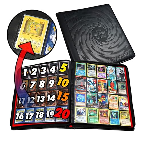card binder large GEAoffice Trading Card Binder 16 Pockets enhanced Large 1000 Card Binder  Holds 1000+ Side Loading Collection Album Folders for YuGiOh MTG TCG Games&