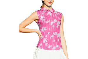 uideazone Womens Sleeveless Polo Golf Shirts 3D Print Moisture Wicking Polo Tennis Shirts Athletic Fit Tank Top