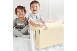 AEOCOO Bed Rail Bumpers Protector, Hospital Bed Rails Padding, Loft Beds and Bunk Beds Bumpers Protector, Premium Soft Memory Foam - Anti-Bump | Fall Prevention, 27.6 * 5.5 * 11.8IN, Beige