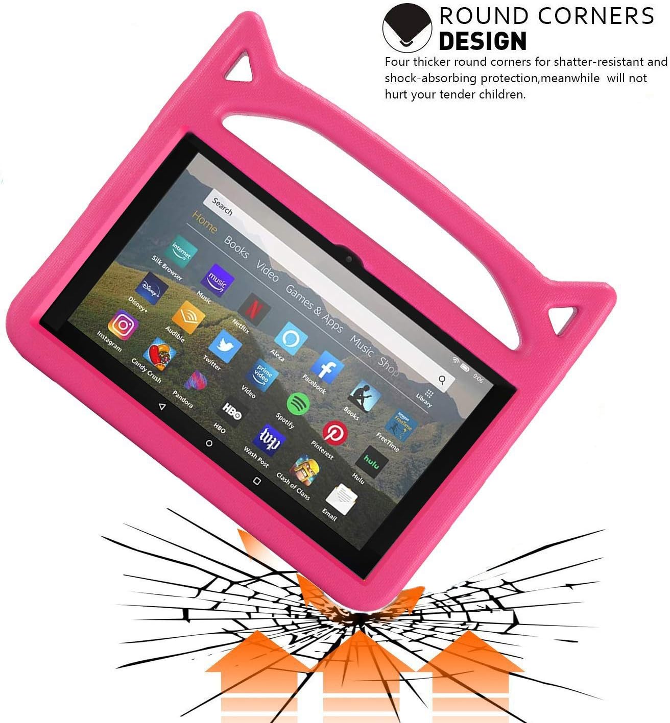 Fire HD 8 tablet Case,All-New Fire HD 8 Plus Tablet Case for Kids (12th/10th Generation,2024/2022/2020 Release),DJ&RPPQ Light Weight Shock Proof Handle Friendly Stand Kids Proof Protective Cover-Pink - Image 4