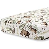Pobibaby - Premium Single Fitted Baby Boy Crib Sheets for Standard Crib Mattress - Ultra-Soft Cotton Blend, Safe and Snug, and Stylish Woodland Crib Sheet (Wildlife Animal)