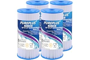 PUREPLUS 10" x 4.5" Whole House Pleated Sediment Filter for Well Water, Replacement Cartridge for GE FXHSC, Culligan R50-BBSA, Pentek R50-BB, DuPont WFHDC3001, American Plumber W50PEHD, GXWH40L, 4Pack