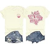 Lubpow Hawaiian T Shirts for Women Oversized Aesthetic Hibiscus Flower Beach Shirt Teens Preppy Tropical Graphic Tee Tops