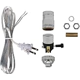 Creative Hobbies Make a Lamp or Repair Kit - All Essential Hardware, 3 Way Socket, and Matching Electric Cord (Silver)