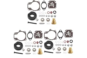 JLM MARINE 3 Pack 396701 Carburetor Rebuild Kit for Johnson Evinrude OMC 18 20 25 28 30 35 40 45 48 50 55 60 65 70 75 HP Outboard Models Carb Kit 398729 18-7042 9-37105