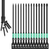 GRENPRO 6" Torx Bit Set 14pc TT7-TT40, S2 Steel Magnetic Screwdriver Bits | Impact Driver Bit Set, CNC Machined Torx Bits Security Torque, Tamper Proof Torx Bit Set, Star Screwdriver Bits Sets