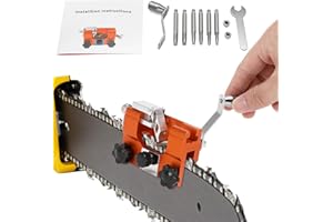 LSMYOTA Upgraded Chainsaw Sharpener Jig Kit, Portable Hand Crank Tool with 6 Sharpening Rods 5/32, 3/16, 7/32 inch, Chain Saw Sharpener Tool, Chainsaw Sharpening Jig Kit for 4"-22" Chain Saw and Electric Saw