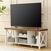 GAZHOME TV Stand for TV up to 55 Inches, TV Cabinet with Open Storage, TV Console Unit with Shelving for Living Room, Entertainment Room, White