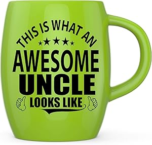 Father’s Day Gifts for Uncles from Niece Nephew This Is What An Awesome Uncle Looks Like Funny Gag Gift for Christmas Birthday Ceramic Coffee Mug Tea Cup - Yellow Green