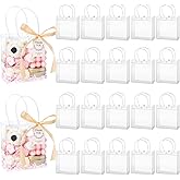 Mauproy 30 Pack Clear Gift Bags with Handles, Party Favor Bags with Ribbons and Tags, Reusable Goodie Tote Bags for Valentine's Day Wedding Baby Shower (5.9” x 6.3” x 2.8")