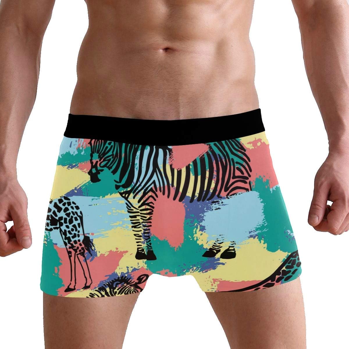 Men's Boxer Briefs Animal Zebra Giraffe Pattern Soft Short Underpants