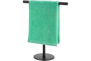 Hand Towel Holder for Bathroom, T-Shape Free Standing Towel Bar Rack Stand, Matte Black Hand Towel Rack for Bathroom Kitchen 