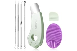 Blackhead Remover Tools Set with Pore Cleaner Spatula, Silicone Face Scrubber & 4 Pimple Extractor Tools, Black Head Remover 