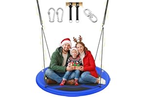 Everyfun 43" Saucer Tree Swing for Kids Adult, 700lbs Weight Capacity, Waterproof Flying Saucer Swing with Adjustable Hanging Straps, Swing Seats for Backyard Outdoor Indoor Playground, Blue
