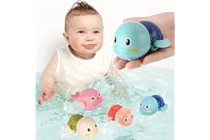 FAYOGOO Bath Toys 4 Pack Baby Swimming Wind Up Turtle Fish for Toddlers 6 12 18 Months Infant Tub Toys Game 1-3 Kids Boy Pool