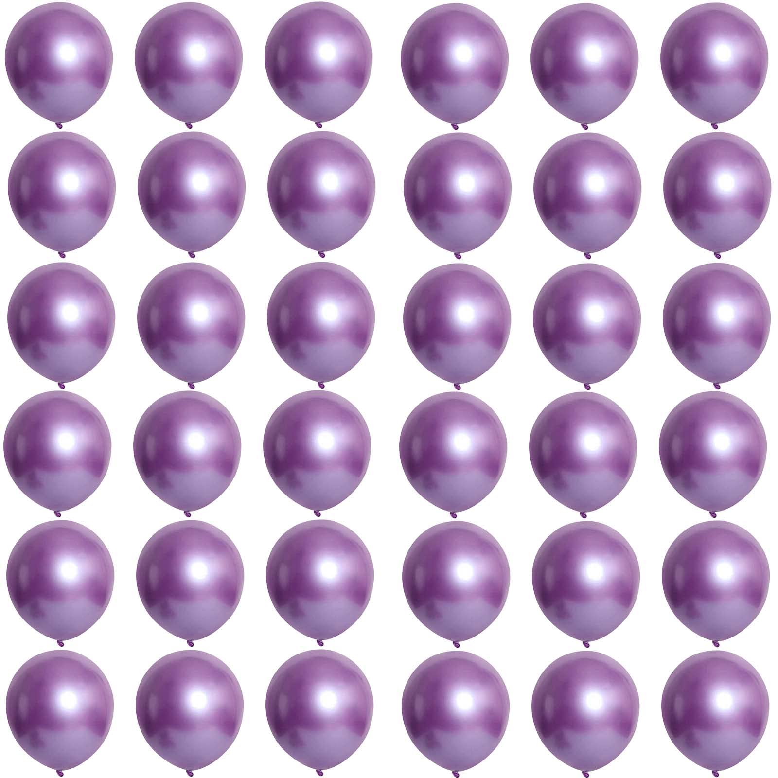 POPOYU Purple Chrome Balloons,Metallic Purple Balloons 12 inch,36 Pcs Thick Natural Latex Balloon Shiny Birthday Party Helium Decorations for Baby Showers,Engagement Wedding,Graduation