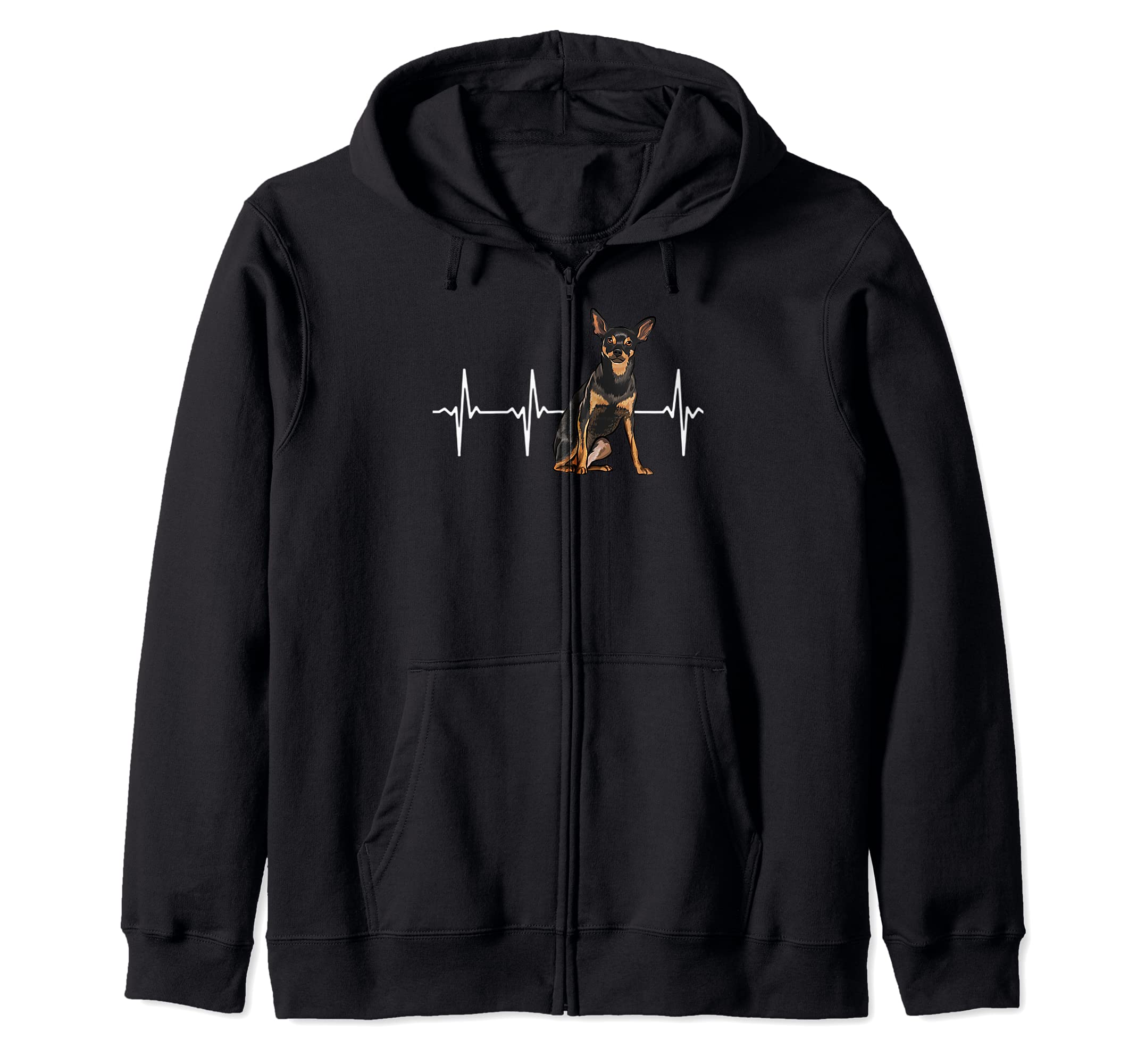 Miniature Pinscher Heartbeat Dog Lover Zip Hoodie