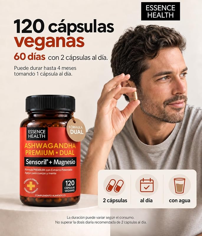 Ashwagandha Sensoril | Equivalente a 6250mg | Con Magnesio | 120 Cáps