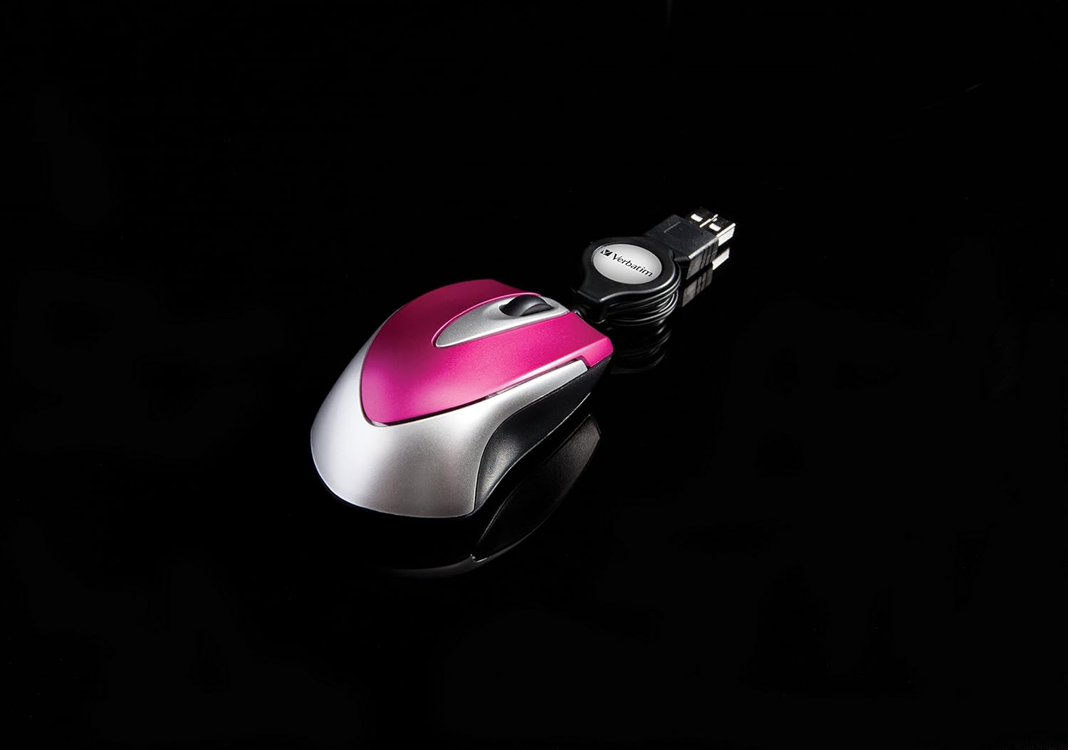 Verbatim Go Mini - USB Optical Travel Mouse with Retractable Cable, hot pink, 99999 - Image 4
