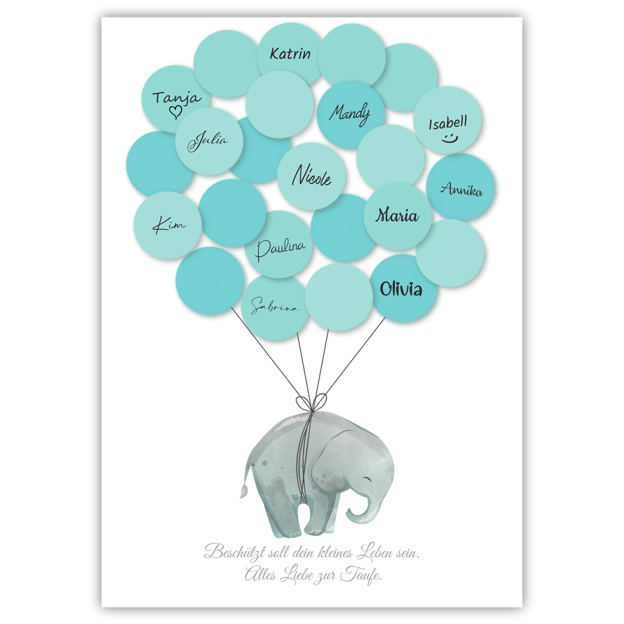 Panda whale decoration boy elephant guest book alternative set (blue) guest gift for baptism keepsake/memorable for baby & Children writable/fingerprint