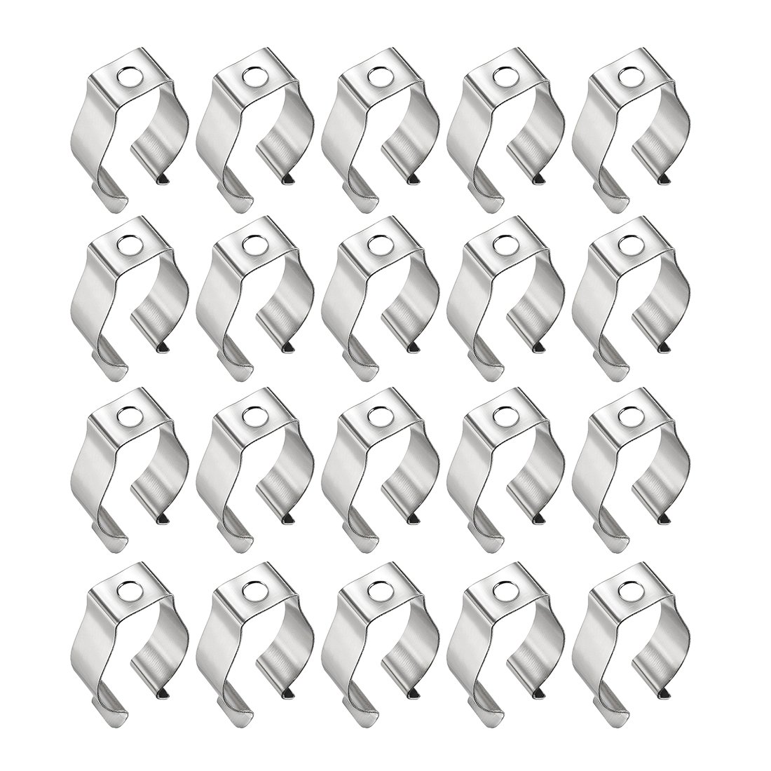 sourcing map T8 U Clips Holder Bracket for LED Light Tube, LED Fluorescent Tube Replacement Mounting Accessories, Nickel-Plated Manganese Steel Lamp Support to Prevent Sagging, Pack of 20