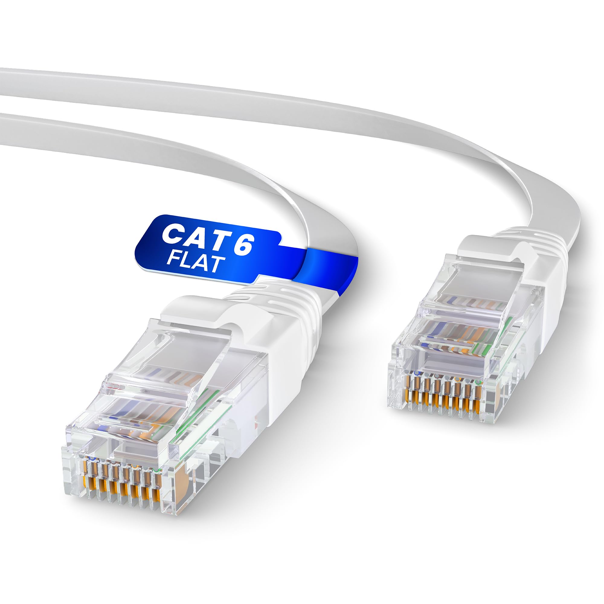 Mr. Tronic 30 Meter Ethernet Network Patch Cable 30m Flat | CAT6, AWG24, CCA, UTP, RJ45 | Colour White