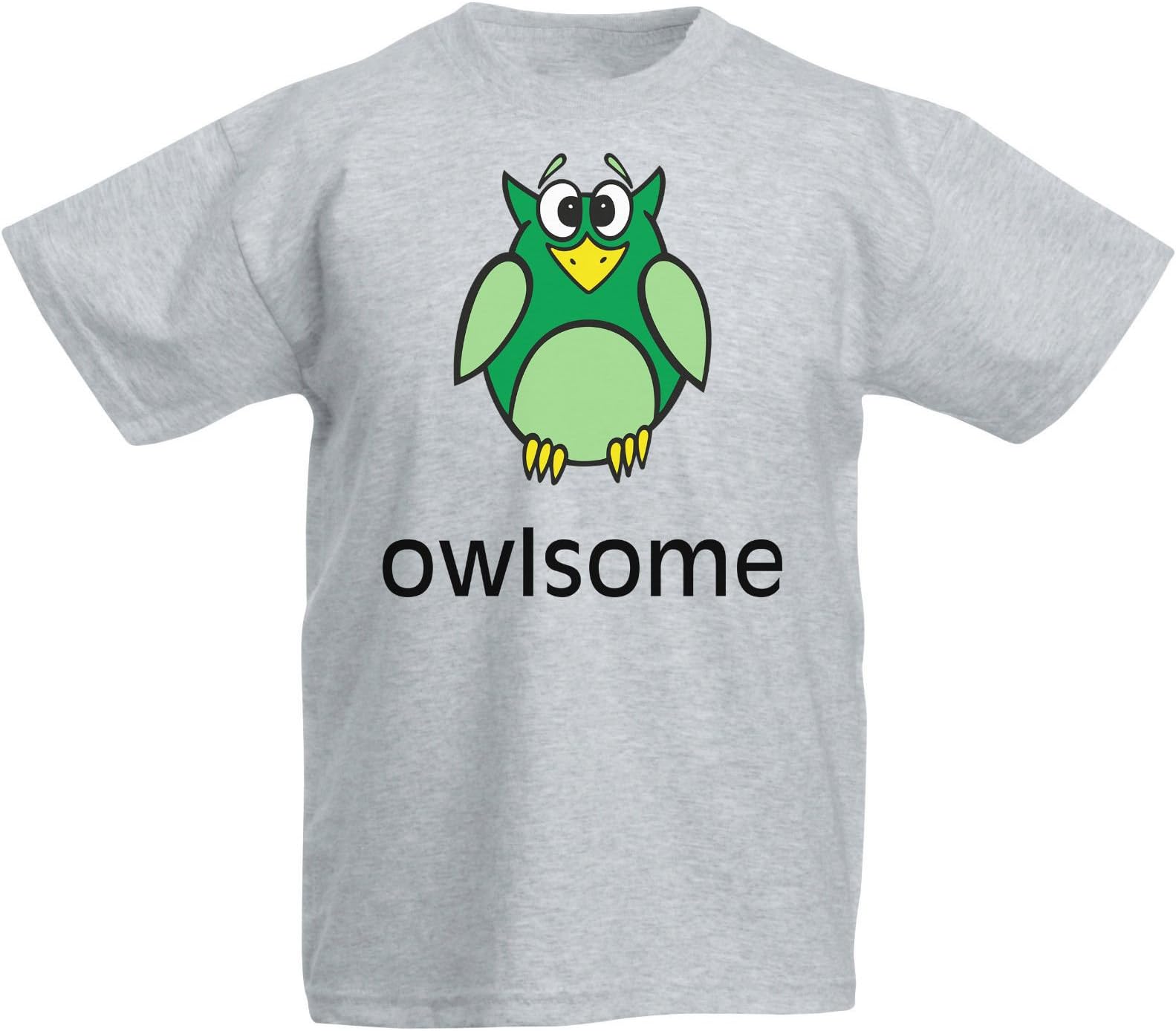 SuperPraise Kids Owlsome Cartoon Owl Awesome Slogan T Shirt