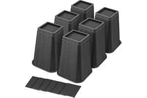 shouwuhho Bed Risers 8 Inch Heavy Duty, Furniture Risers Lifts 12" 8" 4" for Table, Desk Leg, Sofa, Couch, Adjustable Bed Frame Risers Supports Up to 6,000 Lbs, Black, 6 Pack